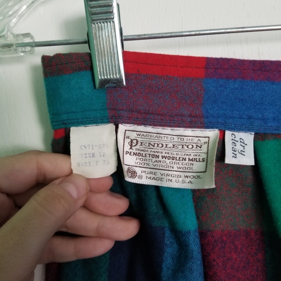 Vintage Pendleton plaid check bright wool skirt - Picture 5 of 6